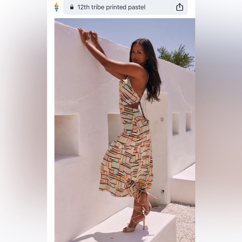 12th Tribe Geometric Printed Backless Dress